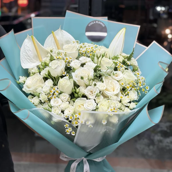 دسته گل آرامش سپید